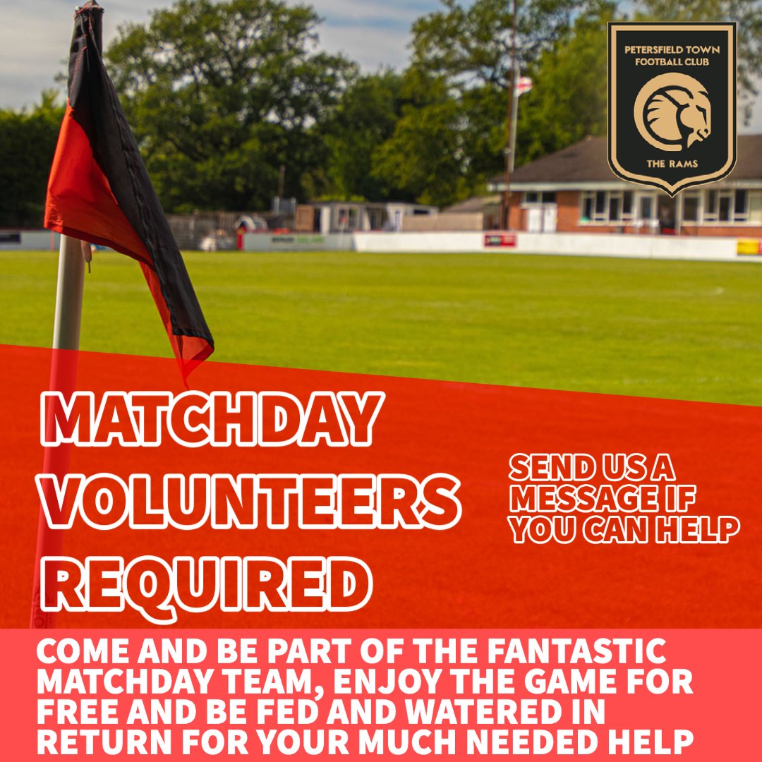 🙏🏼| WE NEED YOUR HELP

We need some more match day volunteers - can you help? You will get to watch the game and be fed and watered in return for your help. Please get in touch with us via message.

#uptherams