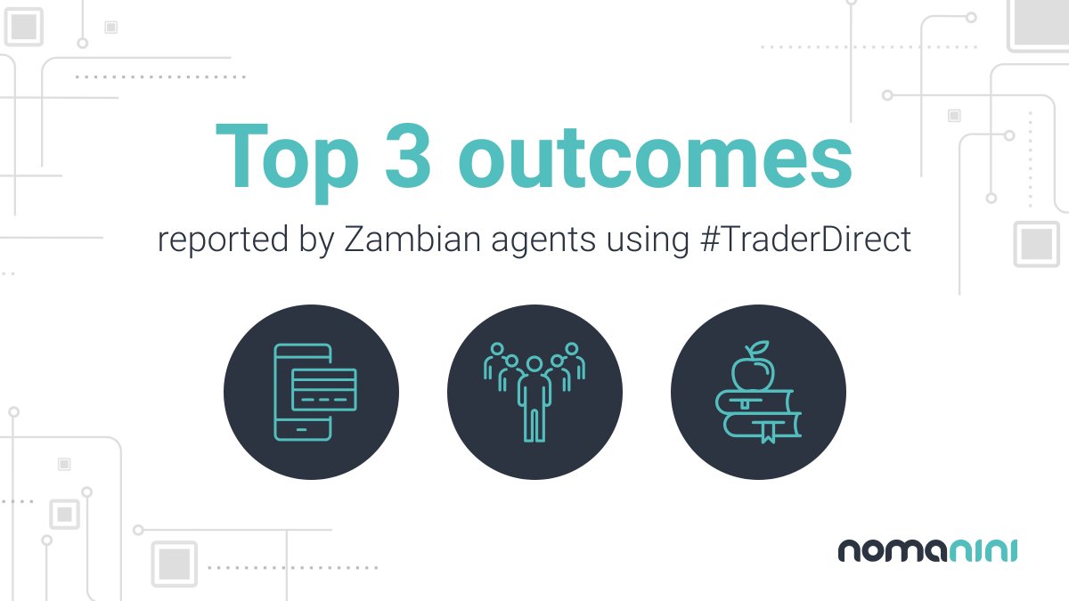 The top 3 outcomes reported by Zambian retailers using #TraderDirect are: 

➡️ ability to pay household bills
➡️ being able to provide for the familv
➡️ ability to afford education

Read more about Nomanini's low-cost retailer till point solution: nomanini.com/case-study/
