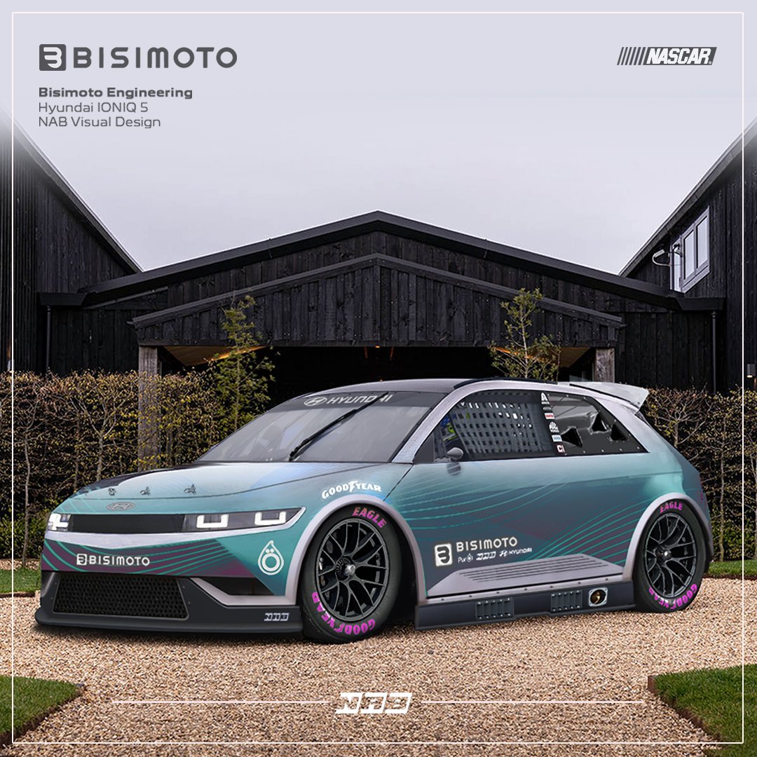 NabVisualDesign's tweet photo. Hyundai IONIC5 @bisimoto + NASCAR
@Hyundai @PurolUSA
After seeing a live of Bisimoto on Instagram regarding the future of NASCAR and electric cars, I had an idea. why not mix Bisimoto's craziness with Hyundai + NASCAR?
#nascar #hyundai #ionic5 #bisimoto #nabvisualdesign https://t.co/DN63s9fjrO