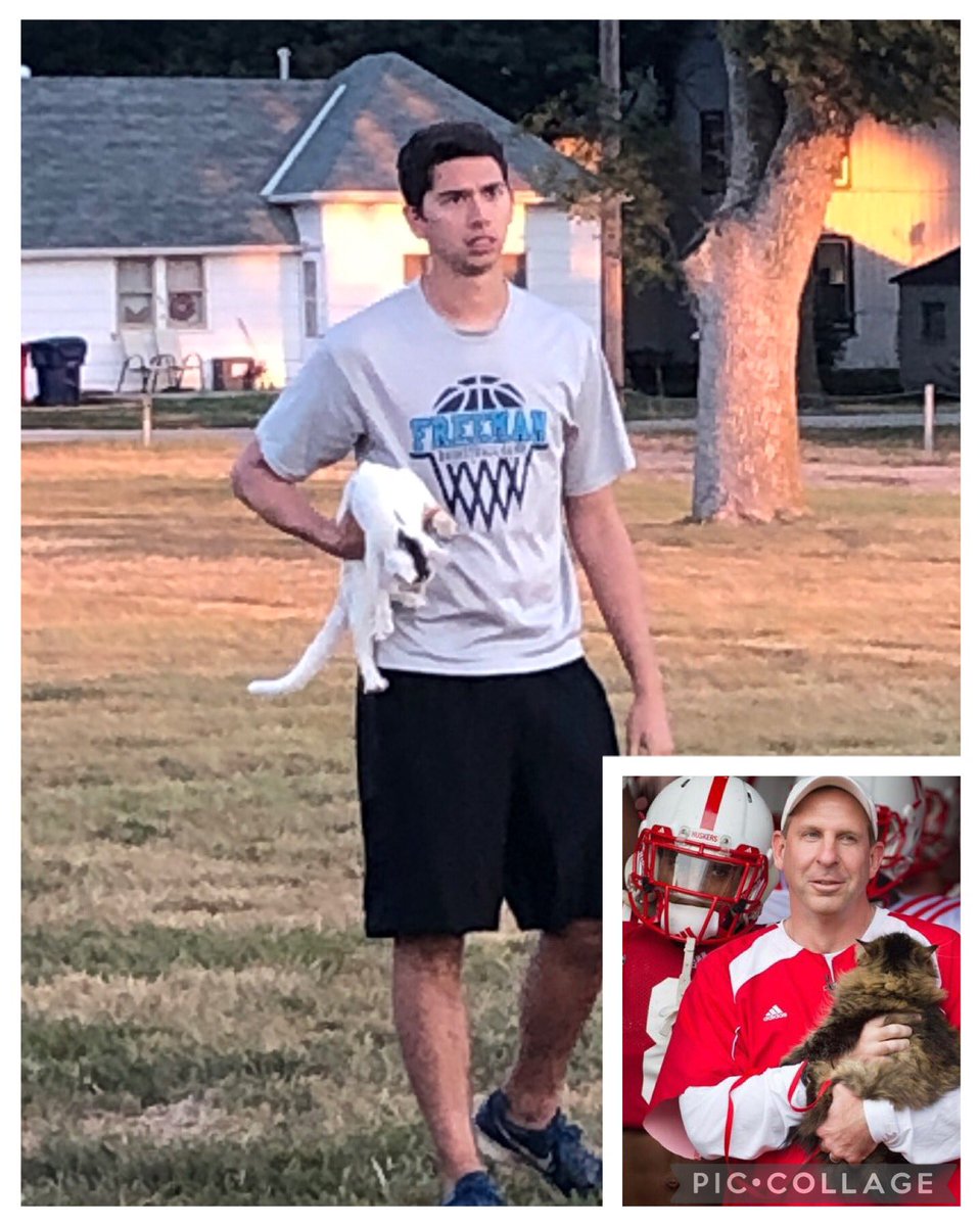 MrJ_FHS's tweet image. Not just a football coach but @MarshallPayer can add cat wrangler to his résumé as well! @FreemanFootball #freemanfalcons