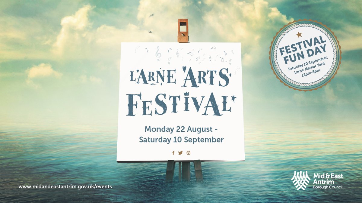 Larne Arts Festival will celebrate all things creative this Aug &amp; Sept🎨🎭🎬🎼💃🕺with plenty of workshops, exhibitions, street art &amp; events to get involved in. For workshop bookings:
ticketsource.co.uk/larnearts 
Full listings @ midandeastantrim.gov.uk/events/larne-a… @larnerengen  <a href="/themusicyard/">THE MUSIC YARD LARNE</a>