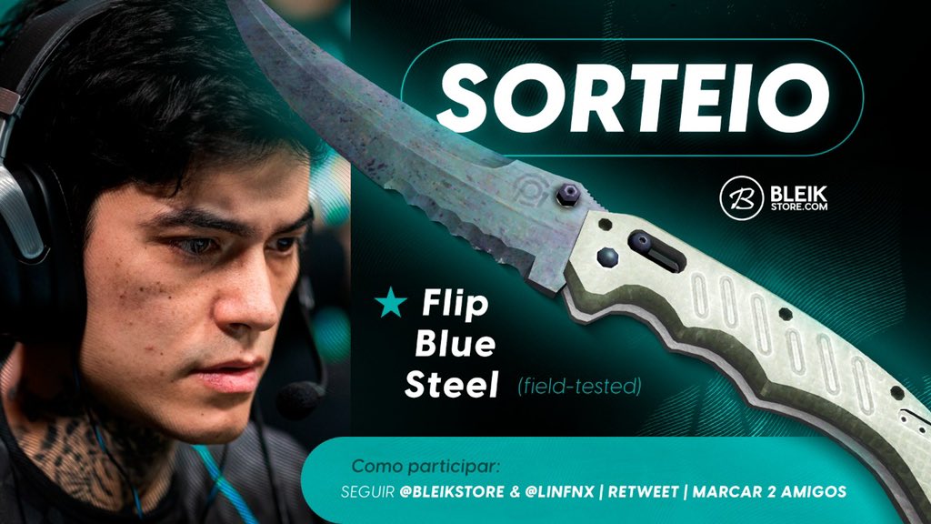 linfnx's tweet photo. Sorteio de faca em parceria com a melhor loja de skins do Brasil! 🇧🇷

Para participar:

1. Siga @bleikstore &amp; @linfnx;
2. Retweet;
3. Marque 2 amigos.

O sorteio será realizado no dia 29/08.

Utilize o cupom "FNX" na compra de skins na Bleik e ganhe bônus exclusivo. https://t.co/bToty7OuWc