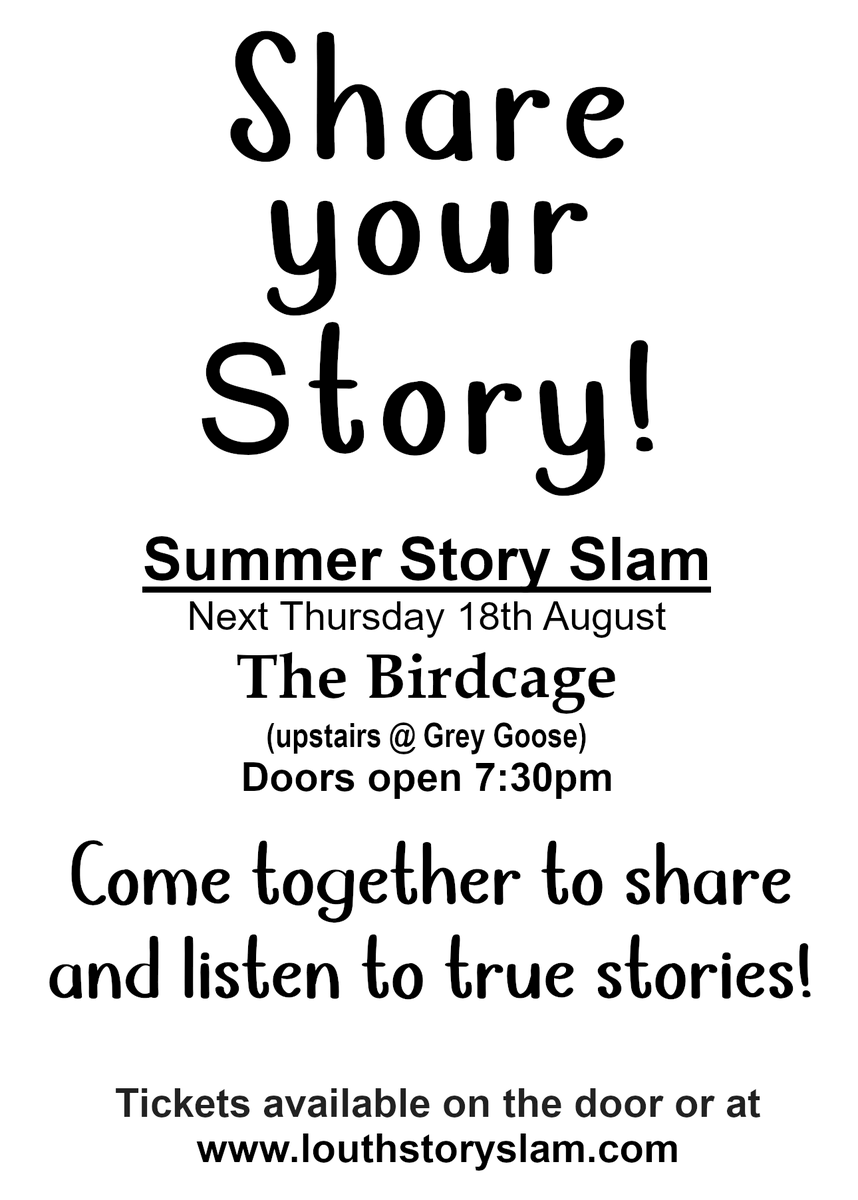 Sad stories, funny stories, insightful stories, strange stories, all kinds of stories welcome as well as a friendly listening vibe  louthstoryslam.com/events

@love_drogheda #lovedrogheda #truestory #louthchat @SineadBrassil @grainnerafferty #goodvibe #welovestories