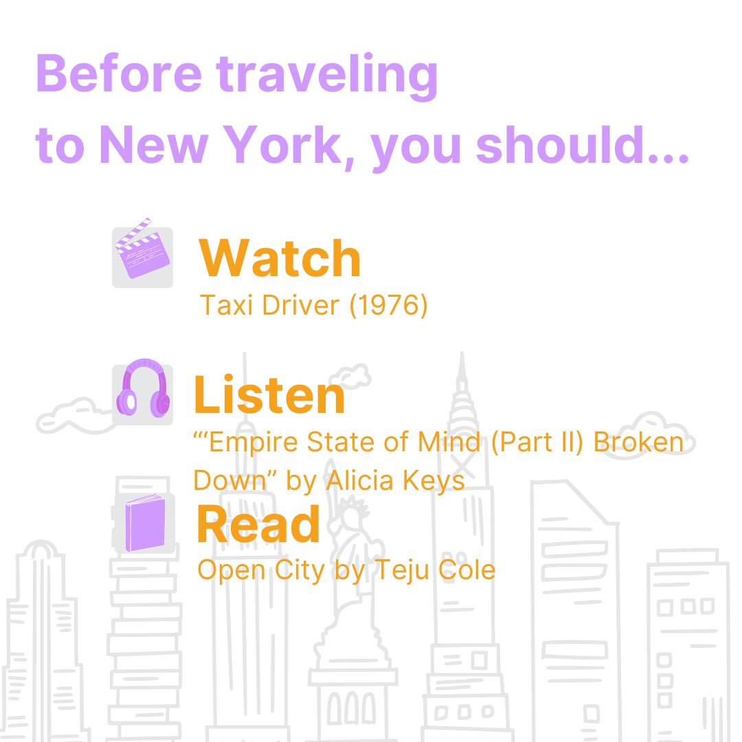 citoryco's tweet photo. Before traveling to New York, you should be familiar with its amazing atmosphere and the culture!
Here are our suggestions that will help you to know better the New York β¨πΊ
#Citory #travelblogger #newyork #traveladdict #worldtraveler https://t.co/6QC9gICgdt