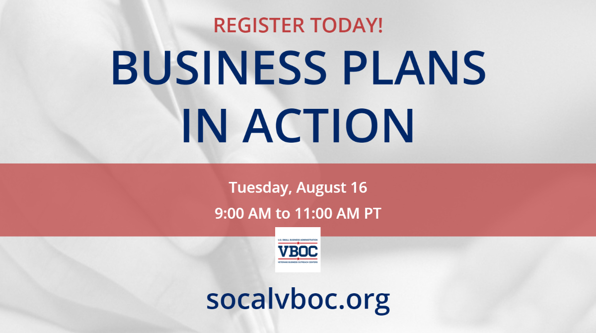 SoCalVBOC's tweet image. &quot;If you fail to plan, you plan to fail&quot; said Benjamin Franklin

At the @SoCalVBOC, we&apos;re here to help you succeed with your #VeteranOwnedBusiness. 

Join us for Business Plans in Action on August 16 from 9-11 am PT.

sba-vboc.ecenterdirect.com/events/23411

#VetBiz #SoCalVBOC #Entrepreneurship