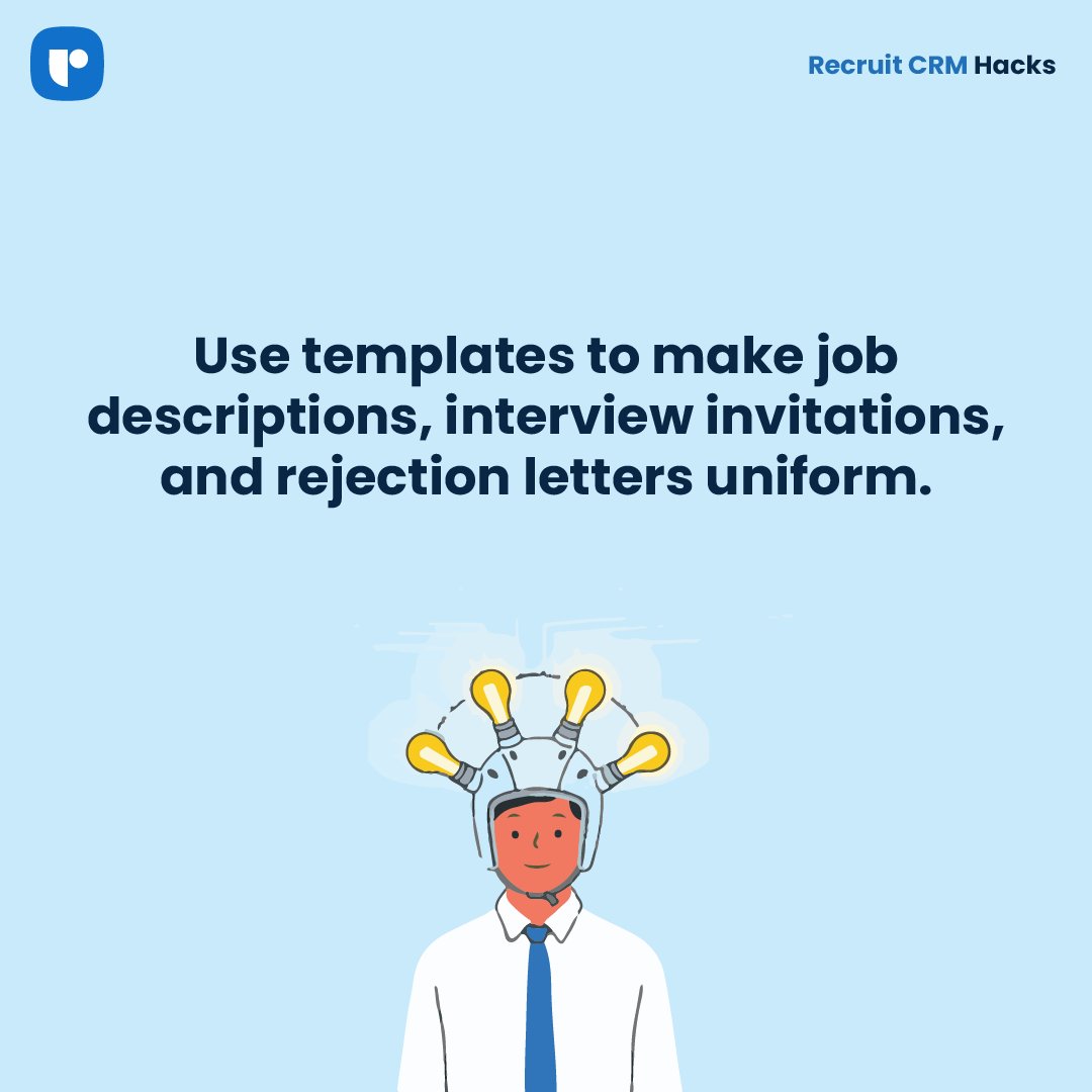 MishaTarang's tweet image. I recommend using templates because they can ensure consistency and level the playing field for candidates regardless of their background or CV.  💯

#recruitmenthacks #recruitinghacks #recruitcrm #applicanttrackingsystem #recruitmentsoftware #recruitersadvice #recruitingsoftware