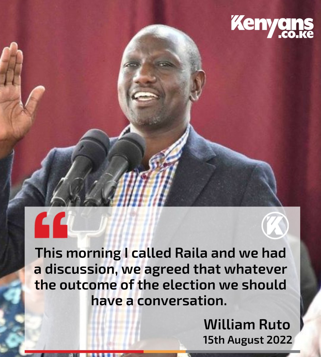 Kenyans's tweet photo. Ruto reveals that he called Raila in the morning #KenyaDecides2022 https://t.co/rQ2pP9JIDw
