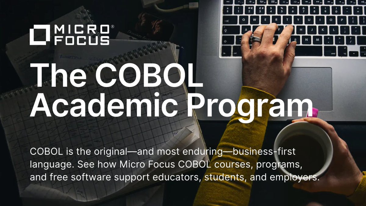 COBOL is the original—and most enduring—business-first language. See how Micro Focus COBOL courses, programs, and free software support educators, students, and employers. @MicroFocusCDMS #TeamMicroFocus bit.ly/3bQju9v