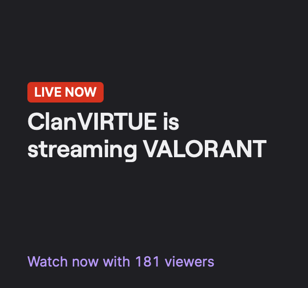 Join The VIRTUE Clan E-Sports Livestream!
👾 Now Exclusively on <a href="/Twitch/">Twitch</a> twitch.tv/clanvirtue