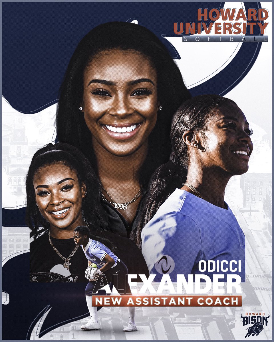 Howard Bison Softball (@hubisonsoftball) on Twitter photo Bison family we've got a big hire.....
Join us in welcoming our new Asst. Coach <a href="/2seas__/">Odicci Alexander</a> to the Mecca! #BleedBlue Bison family we've got a big hire.....
Join us in welcoming our new Asst. Coach <a href="/2seas__/">Odicci Alexander</a> to the Mecca! #BleedBlue