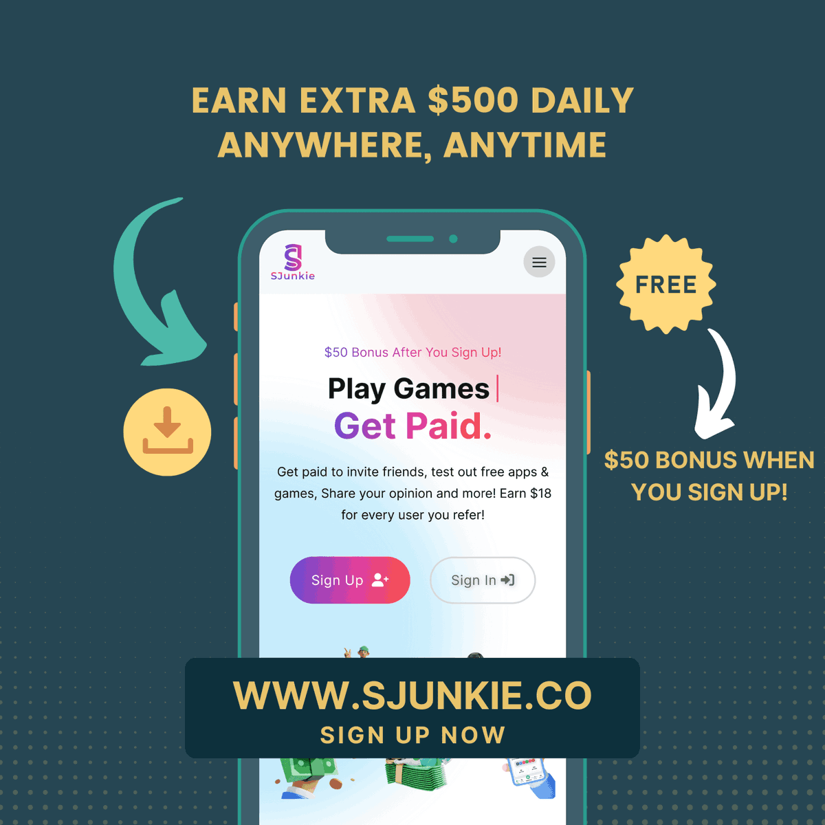 CandiceBland's tweet photo. I just made $2,173 on SJunkie, I finally have the freedom to earn extra cash anywhere, anytime. I'm able to take surveys, play games, or test new apps and GET PAID! Sign up now for a $50 bonus! https://t.co/k56VugMQQX https://t.co/MmexarSeSO