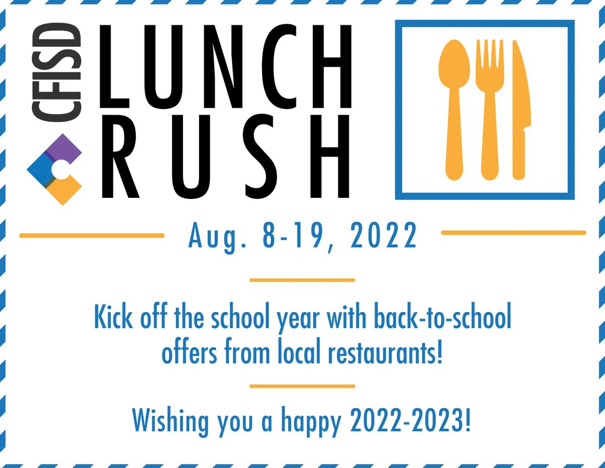 CyFairISD's tweet photo. Several local businesses are providing #CFISDPDweek discounts for staff members who present a district badge. See the list of available offers: https://t.co/9t48BlWeaw. #CFISDspirit https://t.co/YWL3bFW2H8