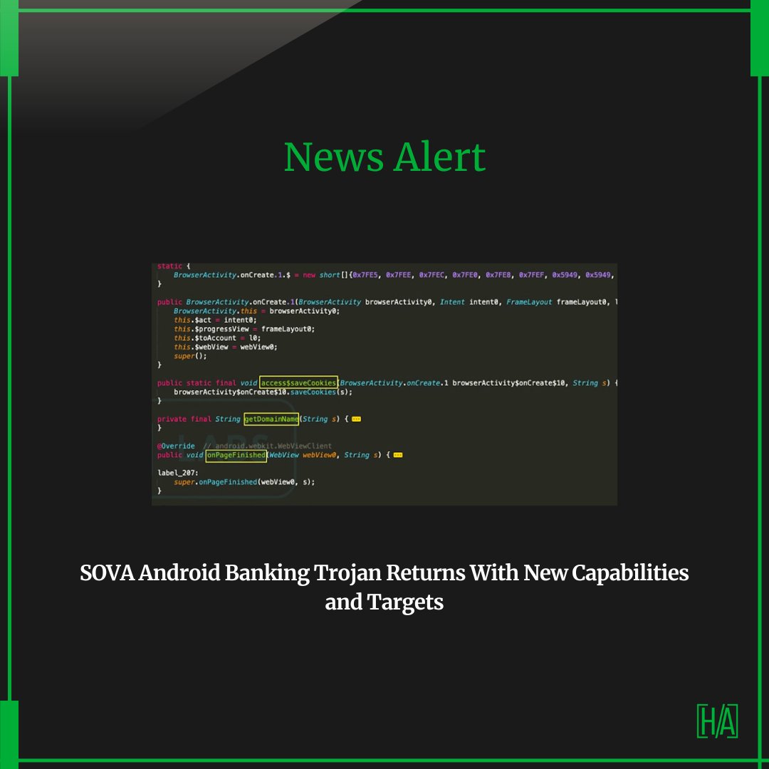 News Alert!

SOVA Android Banking Trojan Returns With New Capabilities and Targets 

Source: zcu.io/TQP0 

#SecurityNews #infosec #hacking #hacker #india #uae #russia #usa