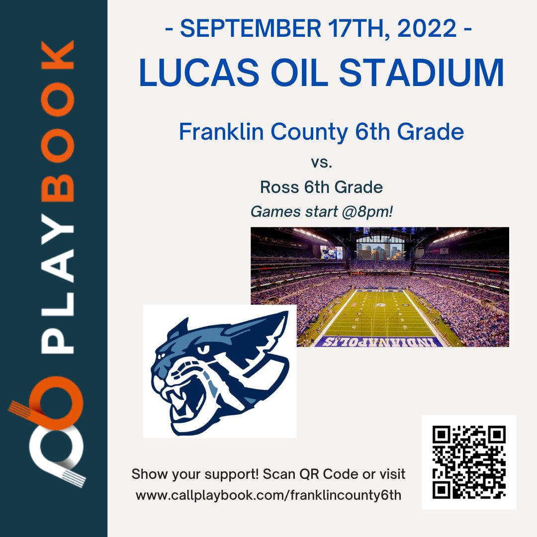 FCYFOOTBALL's tweet photo. FC 6th grade will take on the Ross Rams in Lucas Oil Stadium on Saturday, September 17th.  Click here for tickets and more info: https://t.co/Vxxn8QwKqR https://t.co/flXRWN93eE