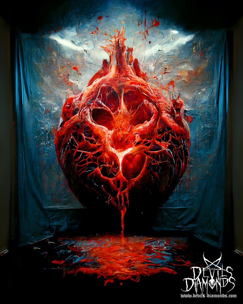 devilsdiamonds6's tweet photo. "Hurtful Hearts" ☠️ © 2022 by Devils Diamonds 😈💎

Find more of our sinister artificial dark art under:
https://t.co/5BY9bwxvku

#heart #anatomicheart #bleedingheart #bloodyart #darkart #digitalart #artificialart #artificialdarkart #midjourney #photoshop #horrorart #horror https://t.co/q99dVqo0Ts