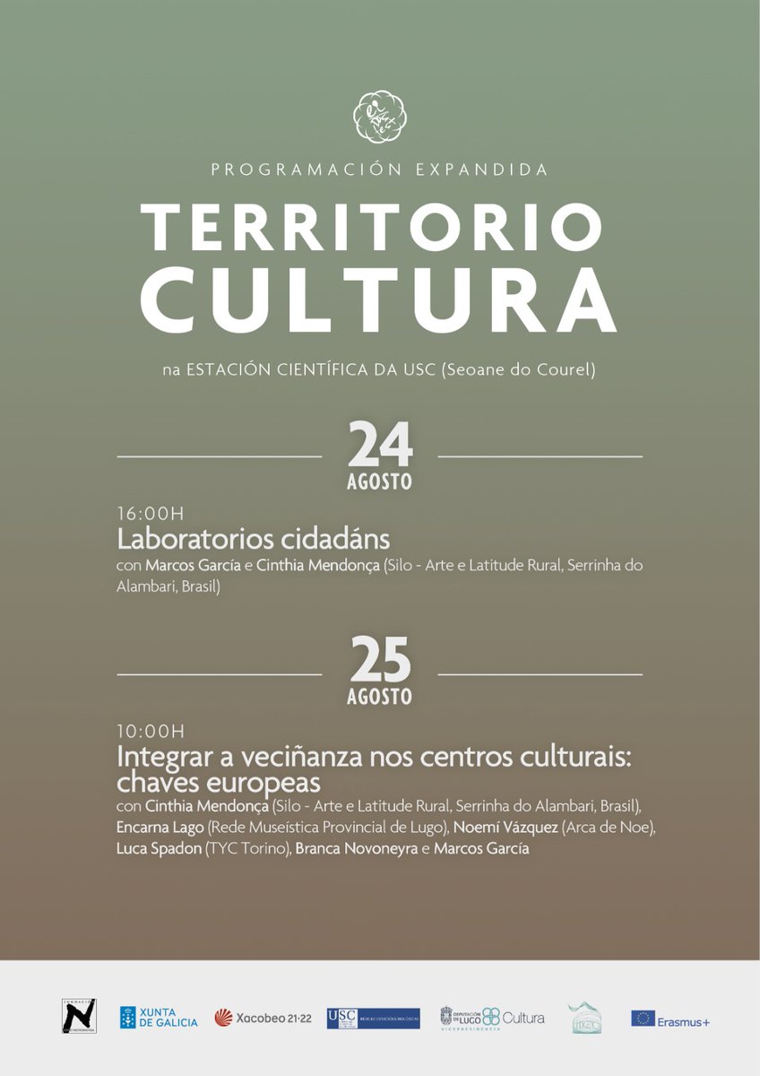 Volven as nosas #XornadasPRO #Territorio <a href="/Novoneyra/">Fundación Uxío Novoneyra</a>, prólogo do festival, no 24 e 25. Este ano falaremos de #LaboratoriosVeciñais e #CulturaParticipada con <a href="/marcosgcm/">Marcos García</a>, <a href="/haikaio/">Cinthia Mendonça</a> <a href="/SiloLatitude/">Silo</a>, #OfftopicTorino, Noemí da <a href="/arcadanoe/">A Arca da Noe</a>, <a href="/encarnalago/">Encarna</a> da <a href="/RedeMuseistica/">Rede Museística Provincial de Lugo</a> e <a href="/BrancaNovoneyra/">Branca Novoneyra</a>