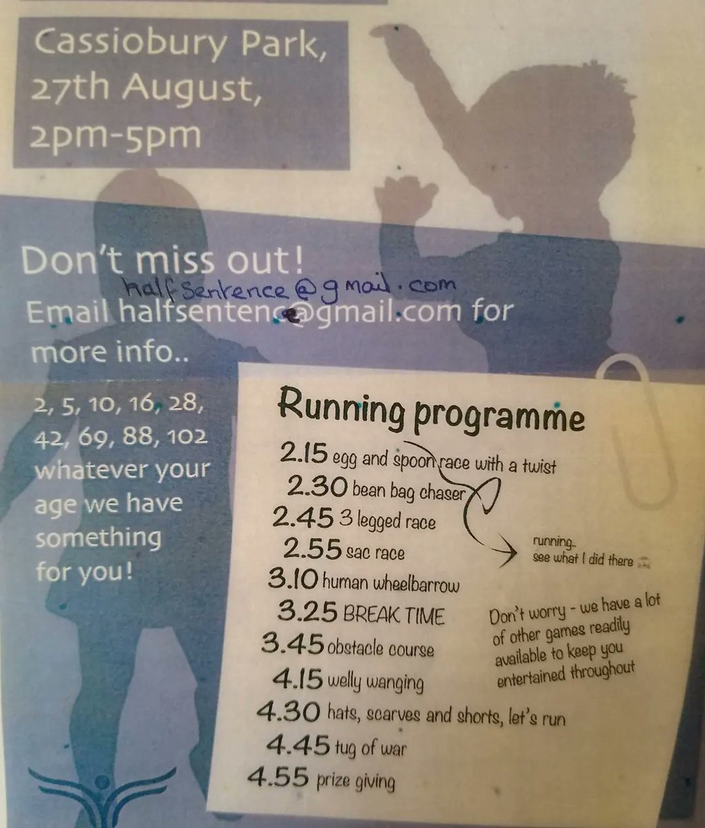 Family sports day, 27th August in Cassiobury Park - please RT! #Watford #Herts #events #familyfun