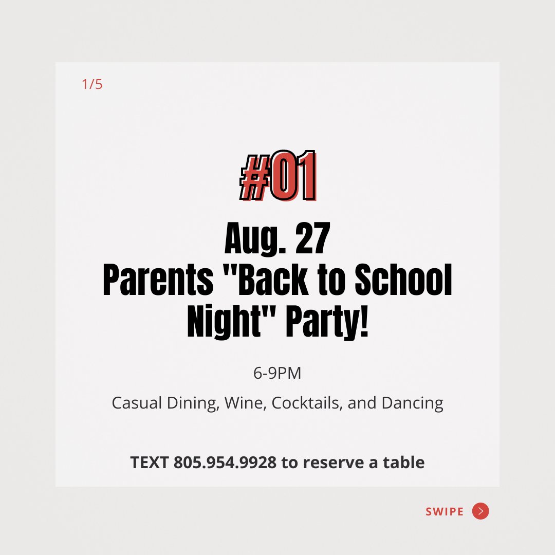 GreyWolfCellars's tweet photo. text # 805.954.9928 to RESERVE A TABLE 

5 events you DON’T want to miss
1. August 27th- Parent's Party- BACK TO SCHOOL NIGHT!

2. Labor Day Weekend- LIVE MUSIC!

3. Labor Day Weekend- LIVE MUSIC!

4. LAZY LOCALS LABOR DAY

5. Joe's Club Party

#pasorobles #pasorobleswine https://t.co/PW88vbbEKK