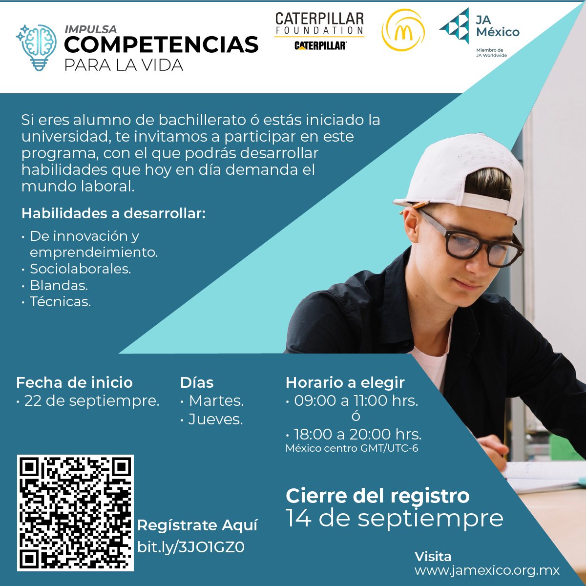 Si estás cursando el #bachillerato, <a href="/JAMexico_org/">Junior Achievement México 🚀​</a> te invita a participar en nuestro programa 🏆 Competencias Para La Vida, donde desarrollaras las #habilidades que el #mundolaboral 💼 demanda actualmente.
