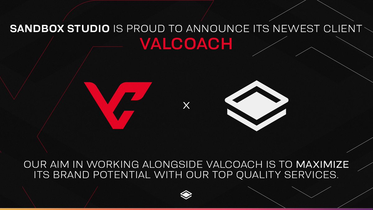 SandboxMedia_'s tweet photo. Announcement ‼️ 
Valcoach ⚔️  Sandbox Studio 

We are proud to announce one of our newest clients @valcoach_co 🤝  We look forward to working together for the future! ❤️ https://t.co/LuwJRkXjp8