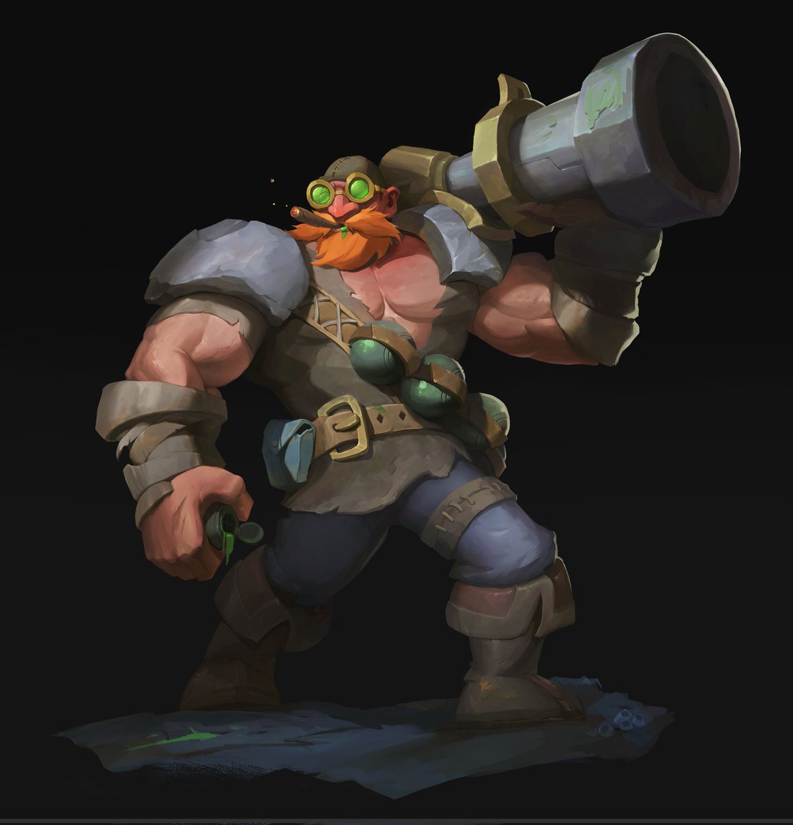 More progress on the Bilgewater Ronan character, concept by Phillip Zhang!
Not quite sure what is going on with his wrist/forearm armor. Looks like there's only one strap and a tiny end piece, and the one strap isn't fully going around the hard surface part either 🤔