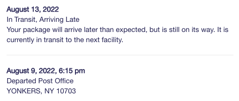 potets's tweet photo. @USPSHelp the package must be doing the trip of its life! the final destination is 40miles across the beautiful Hudson River. I just hope it survives the across-the-country trip! (at this point, I'm just assuming that is the case) 😅 https://t.co/hIXDSuSApN
