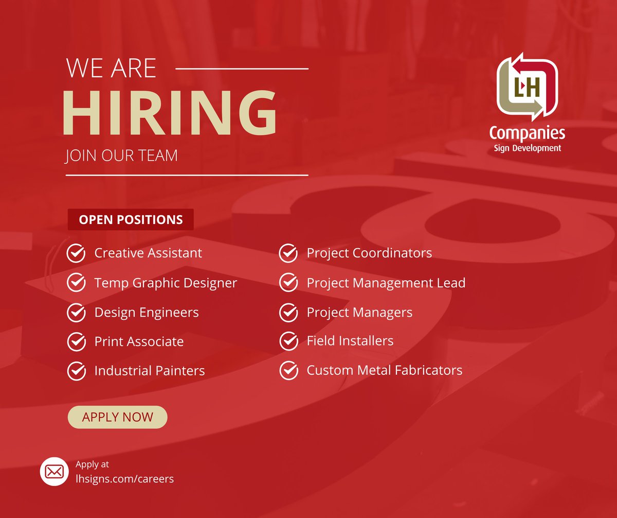 LHCompanies's tweet photo. We're hiring in multiple departments! Apply at https://t.co/GC6WX5whi2! #HiringAlert https://t.co/Kcnb6bxXuA