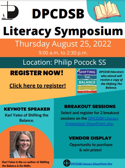 <a href="/DPCDSBSchools/">Dufferin-Peel Catholic District School Board</a> Educators - It’s not too late to register, or too early to start thinking about back to school! My session focuses on Read-Aloud &amp; Shared Reading learning opportunities! AM 21674 &amp; PM 21675 📚 <a href="/tash33m/">Natasha Moore</a> <a href="/DpLiteracy/">DP Literacy Team</a> Registration Info: dpcdsborg.sharepoint.com/sites/DPCDSBLI…