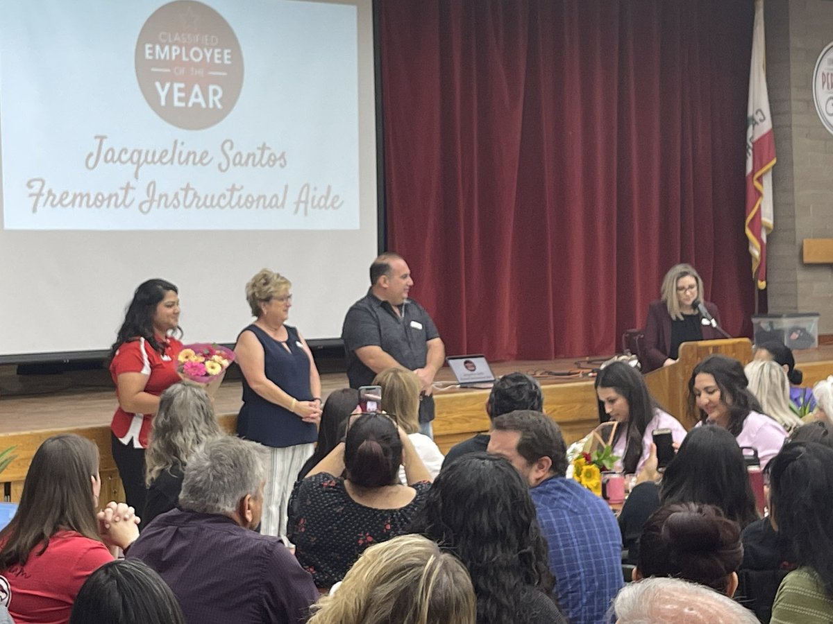fowlerusd's tweet photo. Congratulations to @fowlerusd teacher of the year Silvia Gutierrez, classified employee of the year Jacqueline Santos and administrator of the year Tamara Sebilian! #FowlerRising https://t.co/BAPTcUSKXS