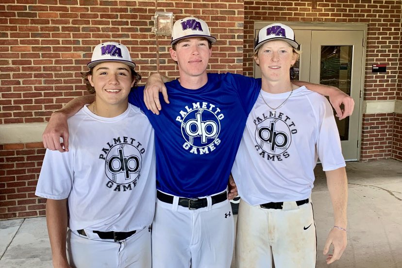 WAHS_Baseball's tweet photo. We are very proud of these 3 for representing our program so proudly at the 2022 @diamondprospect Palmetto Games this past weekend!! @dylandenton8 @zachruss1414 @Matty_Brown24 #relentless #WAproud https://t.co/574CHaBAw4