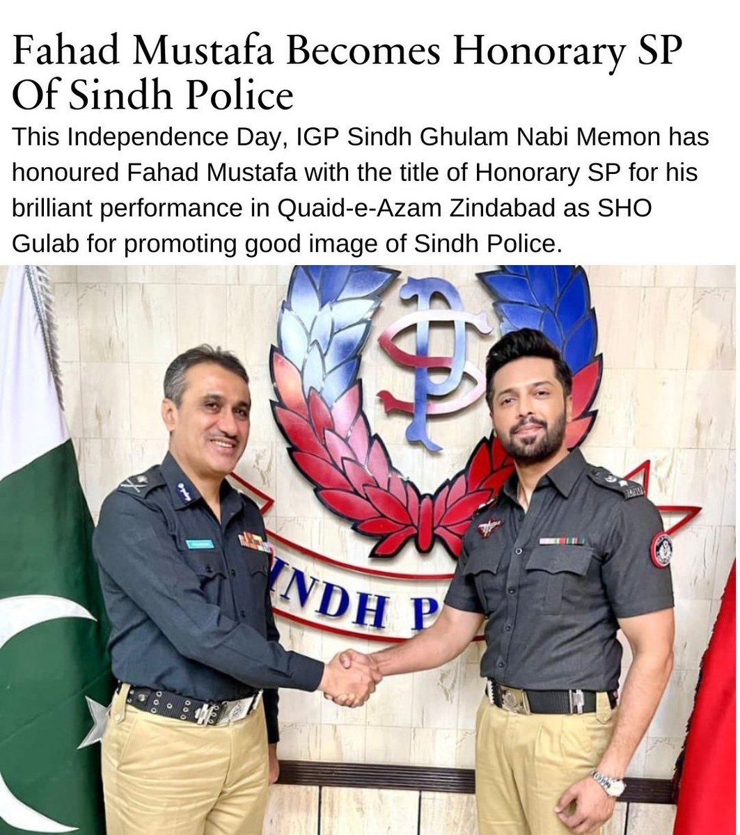 The Showbiz fraternity has their own SP in Police. Congratulations #fahadmustafa
#quaideazamzindabad