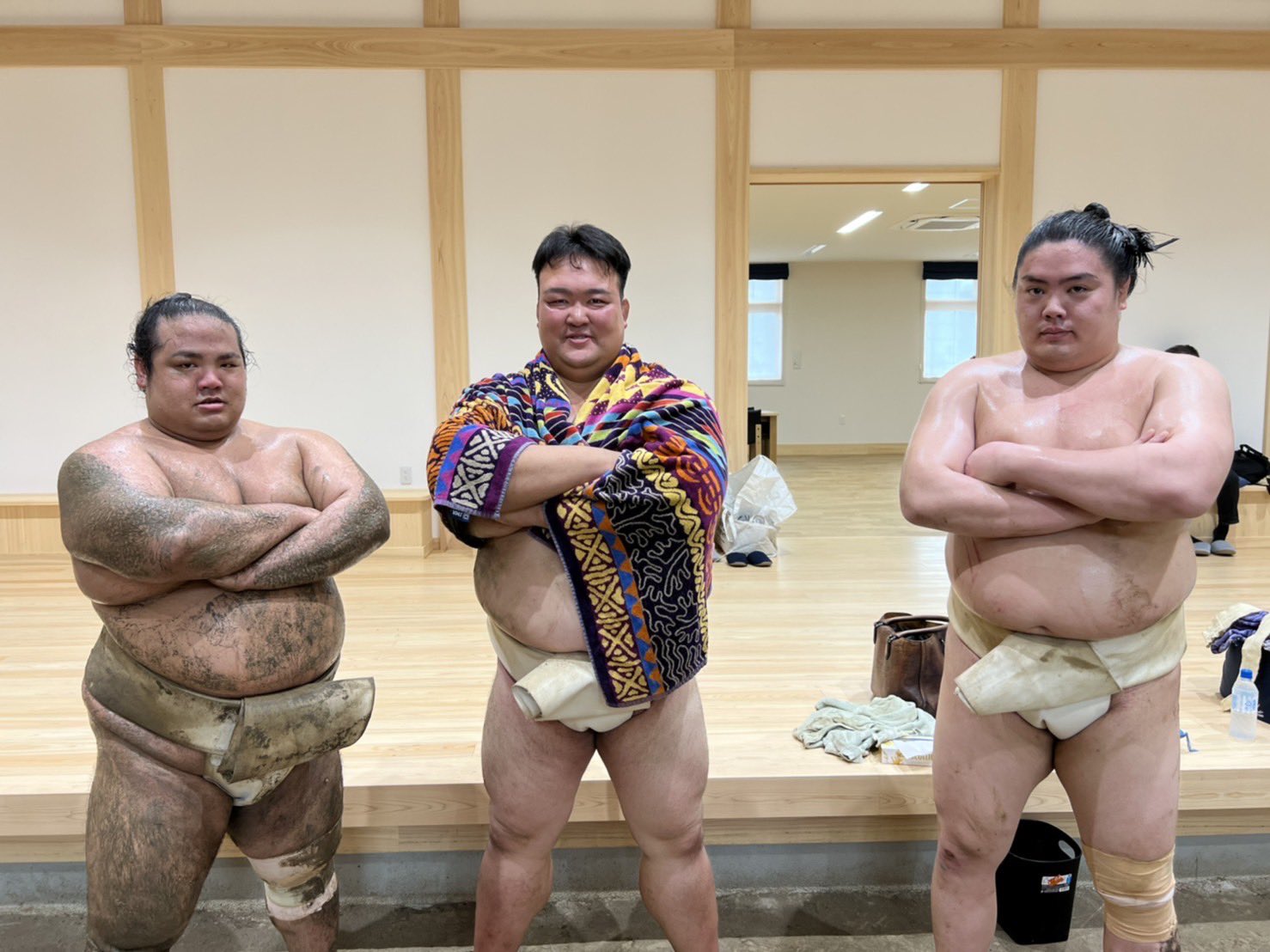 模写大津絵、大黒外法の相撲 風刺画 外法と大黒の相撲