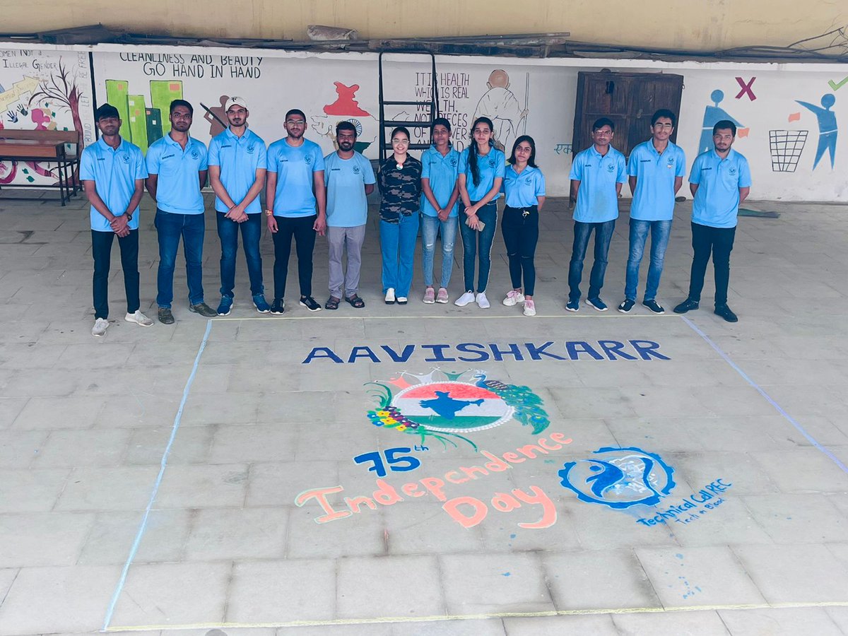 tech_rec_'s tweet photo. #TECH_REC
#AAVISHKARR
#AAZADI_KA_AMRIT_MAHOTSAV

The Technical Cell contributed its small part on to make the substantial festival of nation more nationalist through the colors of "Rangoli".

Aavishkarr wishes everyone, a very happy "76th Independence Day!" https://t.co/NN3ihOrw7W