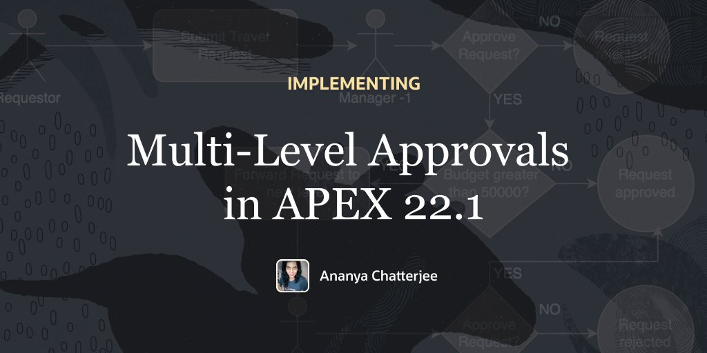 OracleAPEX's tweet photo. 💡 Wondering how you can implement multi-level or hierarchical approvals in APEX 22.1?
📰 This blog post shows how you can achieve this using the new Approvals Component!
🌐 https://t.co/qI2LDhn8nQ
#orclAPEX #LowCode #Oracle #approvalworkflow #processautomation
@AnanyaPoet https://t.co/RpUc0qWNNi