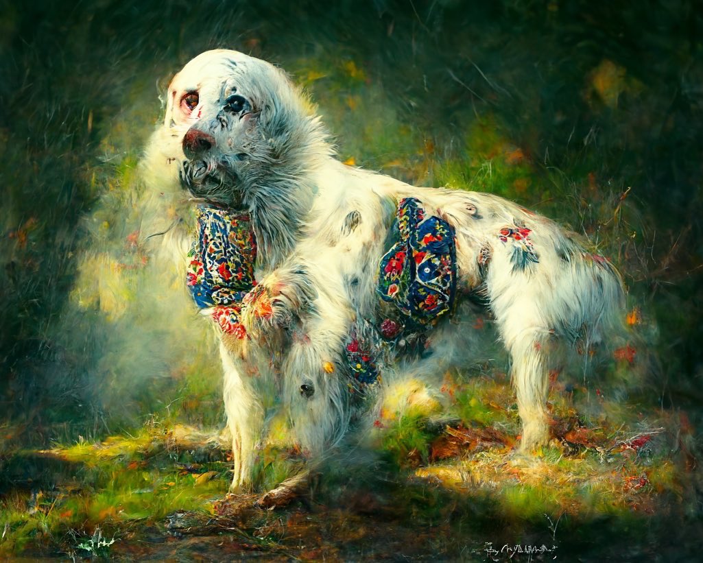 GuneySoykan's tweet photo. Dogs with Persian rug furs. Because why not? 1/2

#midjourney #midjourneyart #aiart #aiartists https://t.co/23qqjETq0o