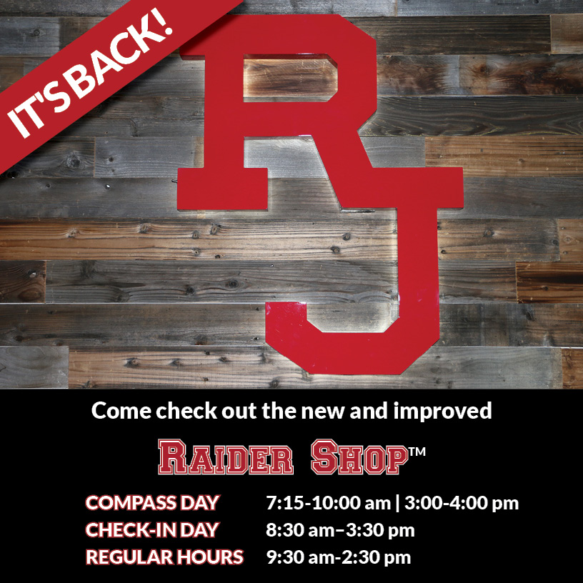 RegisJesuitHS's tweet image. Come check out the new RJ swag in the renovated and renewed Raider Shop re-opening for business starting today. All proceeds are used to support the school's students and programs. #RJLife #SupportRJ