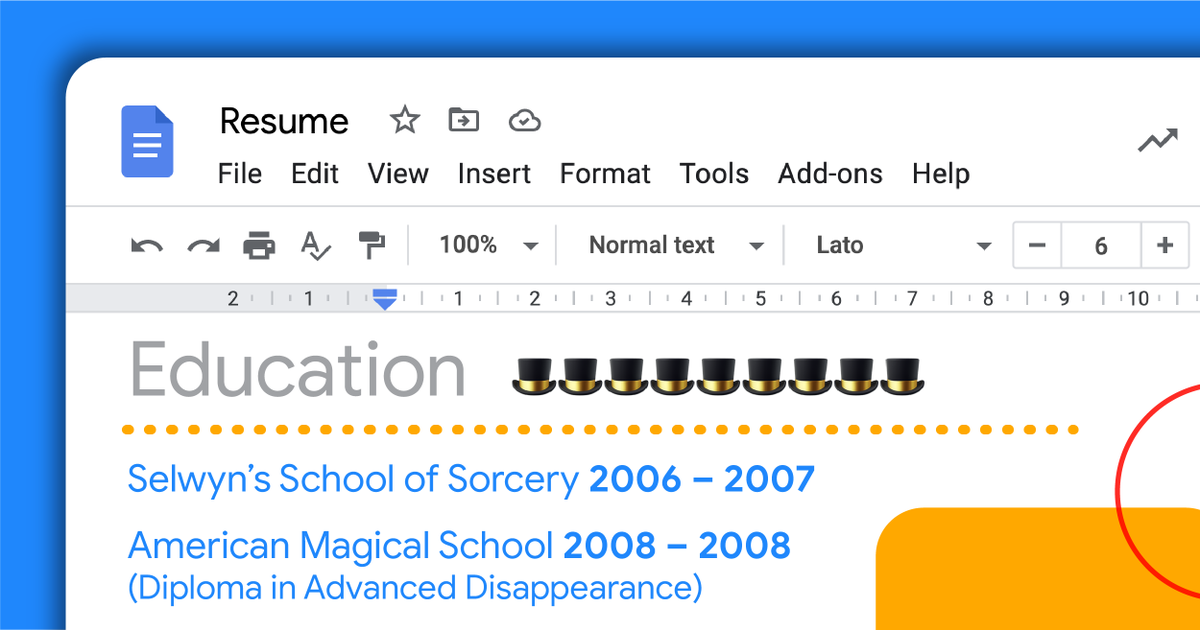 GoogleWorkspace's tweet photo. Let’s face it: we all make our resumes sound a bit more magical than they actually are. What kind of job do you think this resume is for? → https://t.co/lpL4VLWg79 https://t.co/pQL8yzkIGq