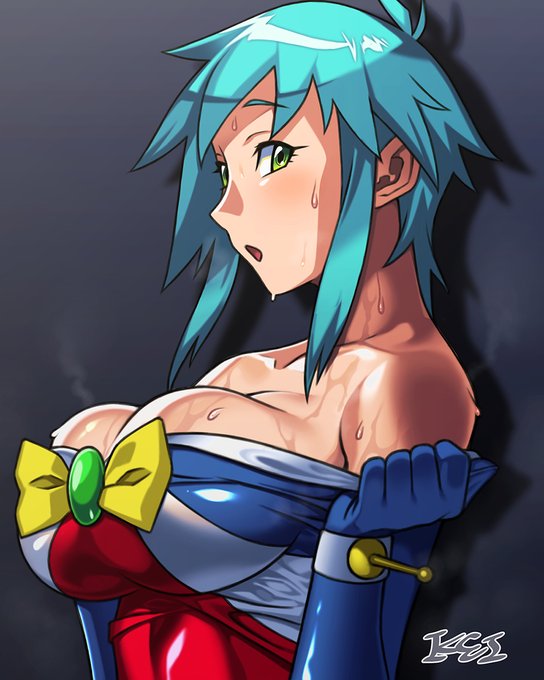 ファイト直後の汗ンビー。この条件の時のみ彼女は全身から熱気の籠った蒸気を放つ蒸熱スウェットスチームという必殺技が使えるぞ。 