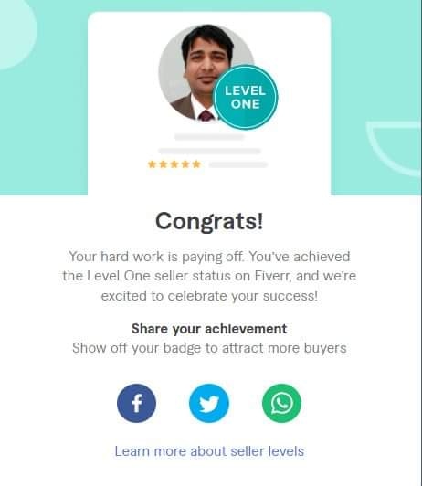 Finally received the badge from #Fiverr and now I am #levelone #fiverrseller

Hard work pays off the achievements

#digitalmarketer #socialmediamanager #freelancer