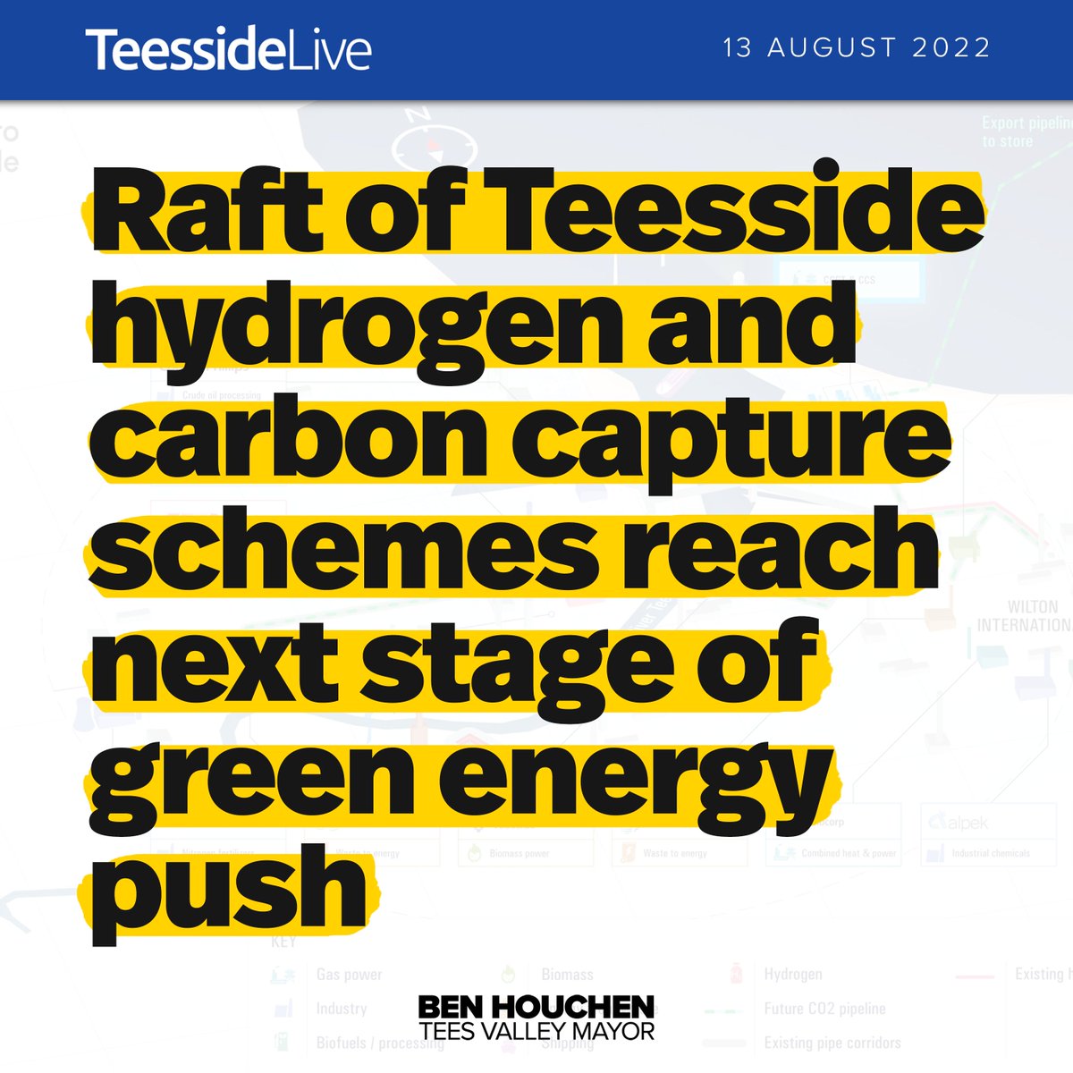 BenHouchen's tweet photo. Teesside is THE go-to for hydrogen, CCUS and net zero tech - that's why no fewer than 8️⃣(!) Teesside energy projects have received Government backing to move to the next stage of development. 

👷 More jobs. 
💷 More investment.
🇬🇧 More homegrown energy. https://t.co/GMjGN4iXZI