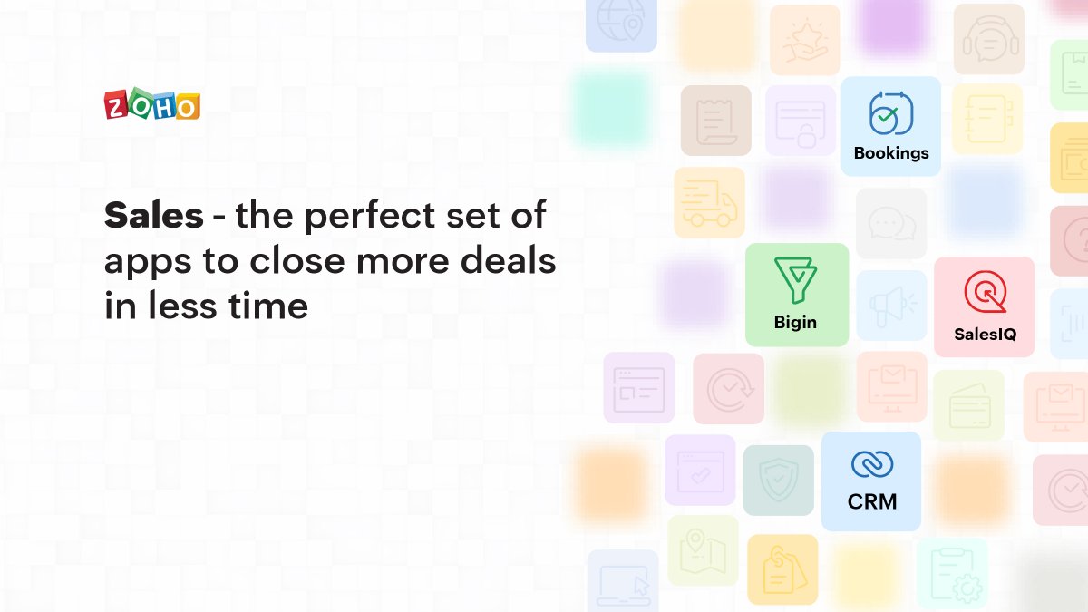 ZohoMENA's tweet photo. Turn more prospects into leads. Turn more leads into customers.
Allow our leading sales applications to accelerate your business growth.
#ZohoApps #ZohoTechnology #SalesApplications #BusinessSoftware @ZohoBookings @ZohoCRM @ZohoSalesIQ https://t.co/OEE0foUu8v