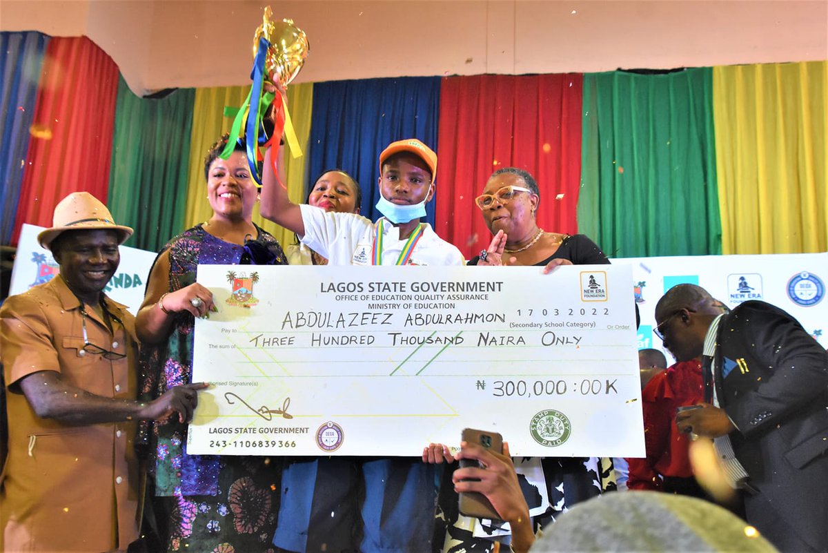 dmightyangel's tweet photo. In 2022, Master Abdulazeez Abdulrahman of Oriwu Senior Model College, Ikorodu emerged the winner of the Spelling Bee Competition & became the #OneDayGovernor of Lagos State... https://t.co/qka6hFOyLw