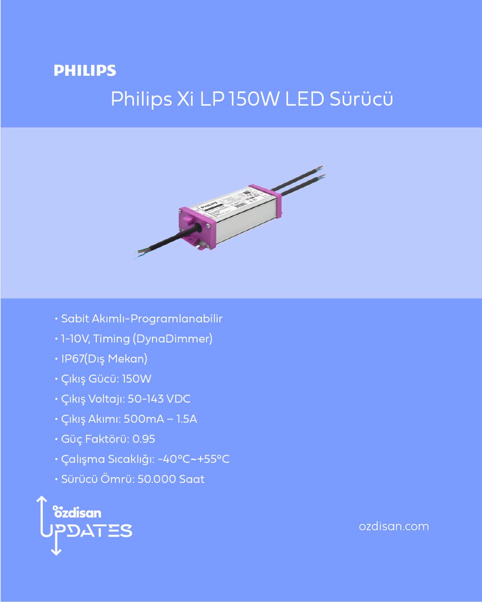 ozdisan's tweet photo. Yüksek performans ve ultra verimlilik ilkesi ile tasarlan Philips Signfy, tüm LED Driver ihtiyaçlarınıza uygun çözümler sunar. #Philips #Signfy #CertaDrive #Xitanium https://t.co/GyuPt6j2dp