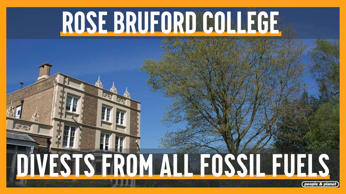 🎉 VICTORY! Rose Bruford College becomes the first UK drama school to go Fossil Free!!!🎉 

We’re now demanding <a href="/rosebruford/">Rose Bruford College</a> also divest from the border industry. Sign the Divest Borders petition here 👉 bit.ly/3vZhu5v 

Keep us winning 👉 peopleandplanet.org/donate