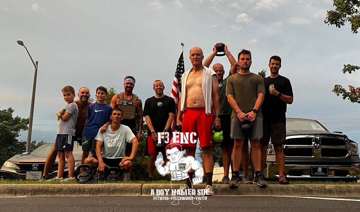 F3ENC's tweet photo. 19 PAX clocked in:

4 @ #breakdown
4 @ #thecollardpatch
11 @ #aboynamedsue and #snackateria

#f3enc 
#f3nation 
#f3counts https://t.co/ZD2FstVJmu