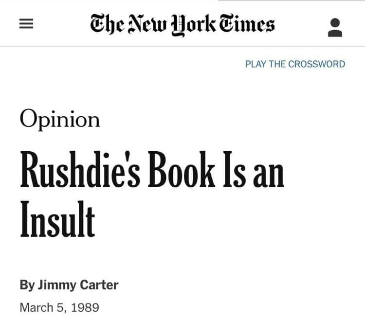 RoyaTheWriter's tweet photo. It wasn't the "uneducated masses" who abandoned #SalmanRusdhie and the cause of free speech. It was the elites in 1989, and it's the elites today, too, all laying the building blocks of the unsightly cancel culture of today: 
https://t.co/76ix8XYclc https://t.co/VJN6nxfTyn