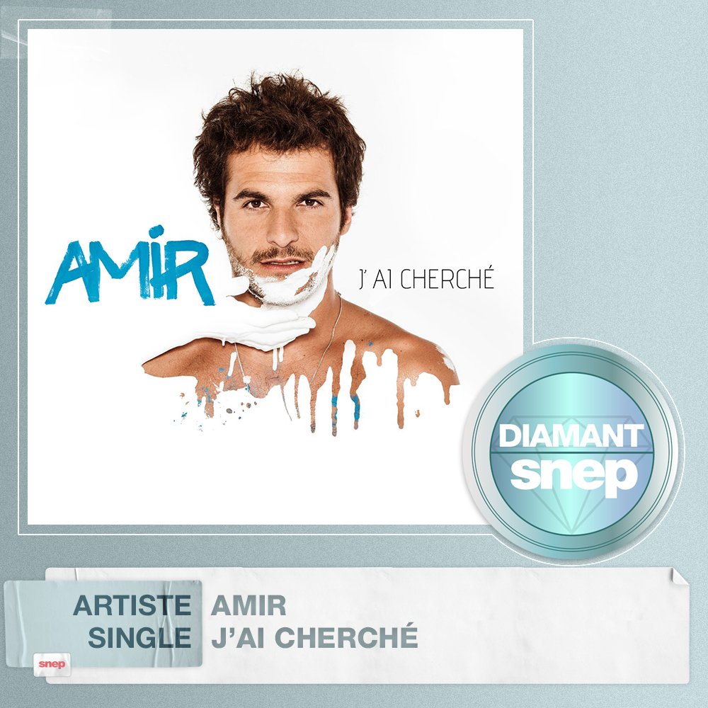 snep's tweet photo. Le titre "J'ai cherché" d'Amir est certifié Single Diamant ! 💎 

50 000 000 équivalents streams 🎧

Bravo ! 👏 https://t.co/F8jG3jsTGx