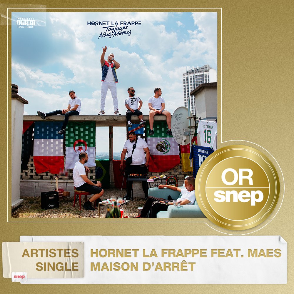 Le titre "Maison d'arrêt" d'Hornet la Frappe &amp; Maes est certifié Single Or ! 📀 

15 000 000 équivalents streams 🎧

Bravo ! 👏