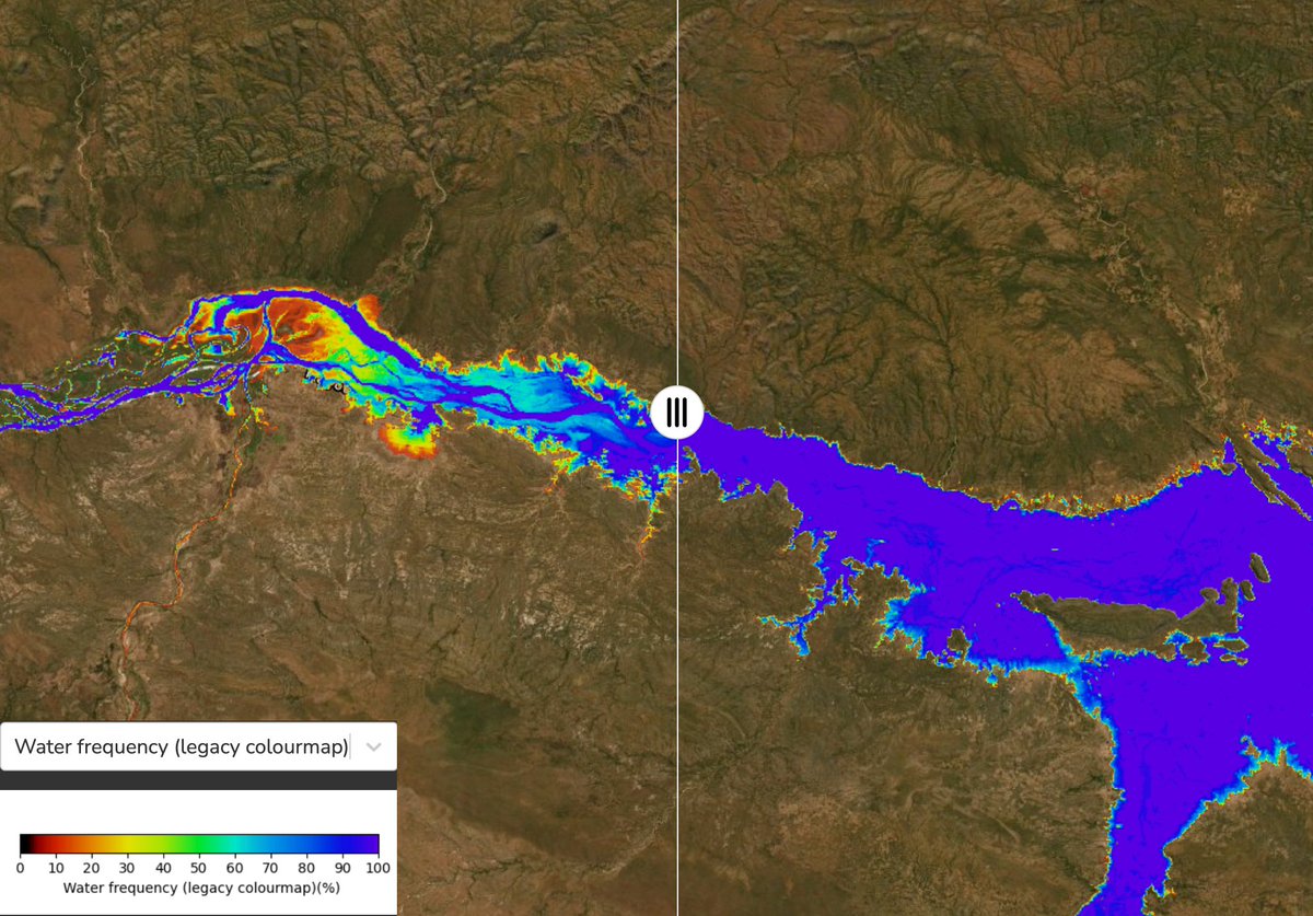 @DEarthAfrica water observation from space (WOfS) shows low water levels [2016 compared to 2021] on Lago de Cahora Bassa #Mozambique. @GISforAfrica 
@africwomeningis @EOTECDevNet @RCMRD_ @SANSA7 @AfricafromSpace #Landsat 
maps.digitalearth.africa/#share=s-qLTLT…