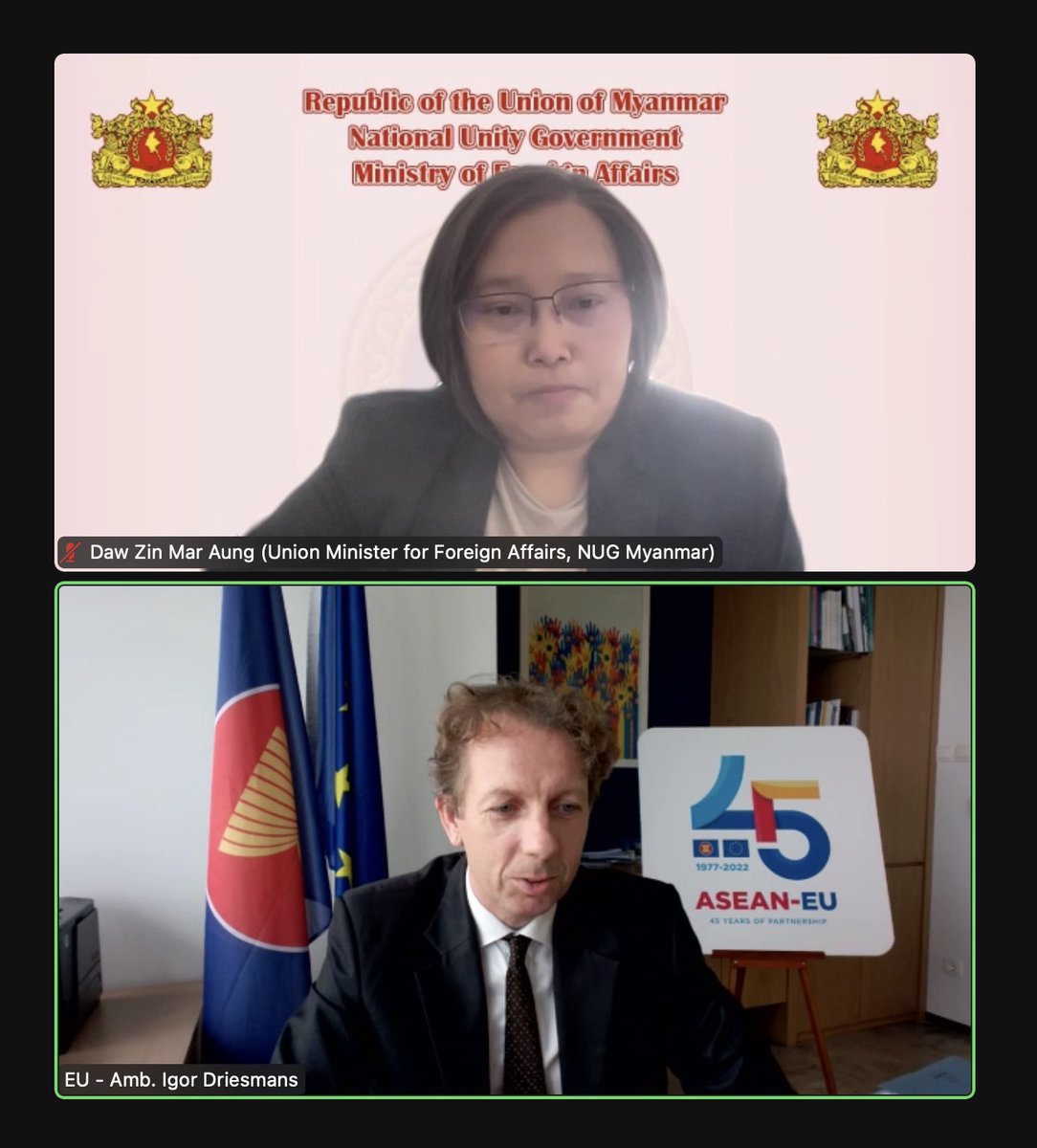 We thank the European Union through its Envoy <a href="/EUAmbASEAN/">EUAmbASEAN</a> for its unwavering support for the people of #Myanmar and for this most recent meeting. Your public support to the <a href="/NUGMyanmar/">National Unity Government Myanmar</a> demonstrates the EU’s commitment to democracy and accountability in the country.